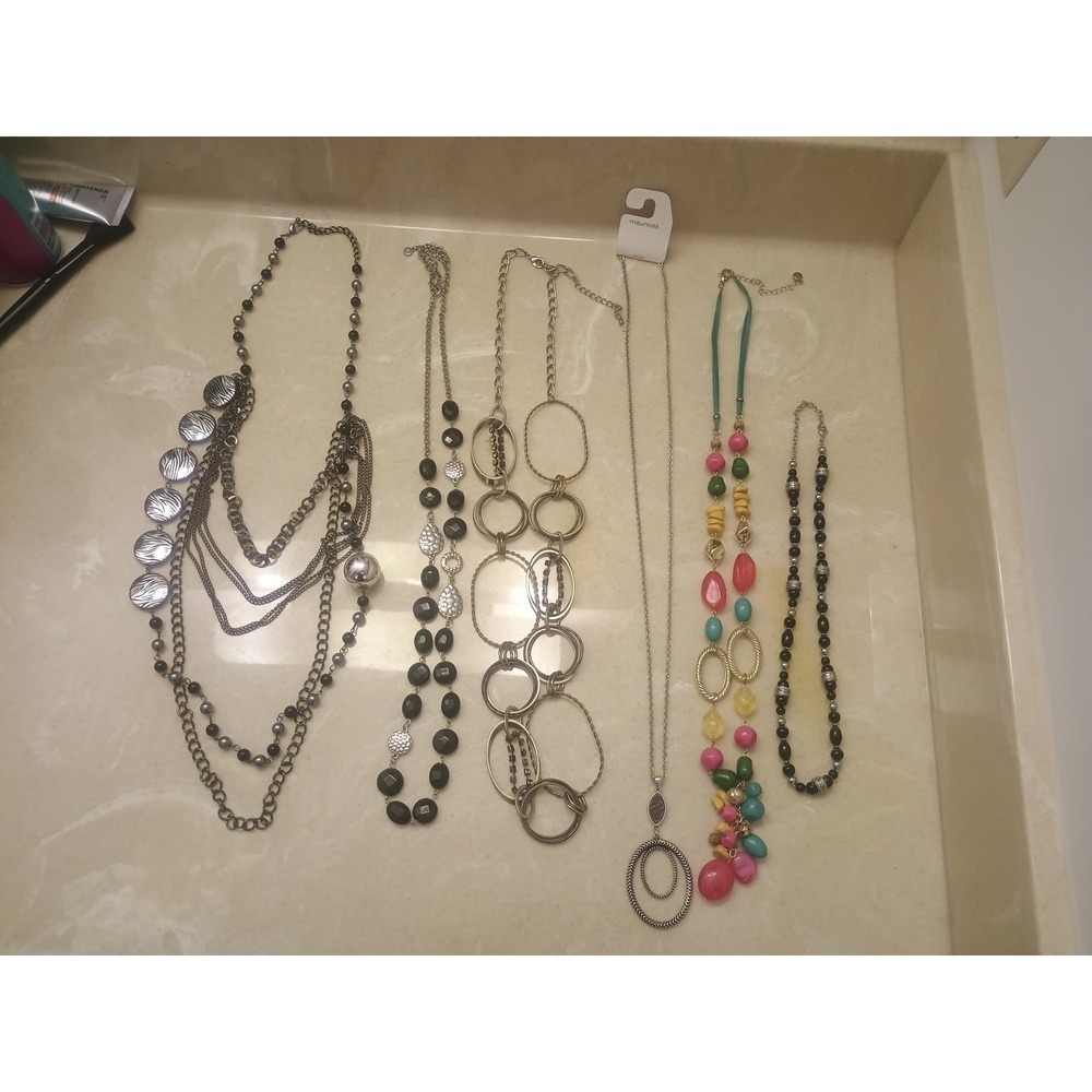 Lot Of 6 Necklaces. Various Colors & Styles. All Are Adjustable